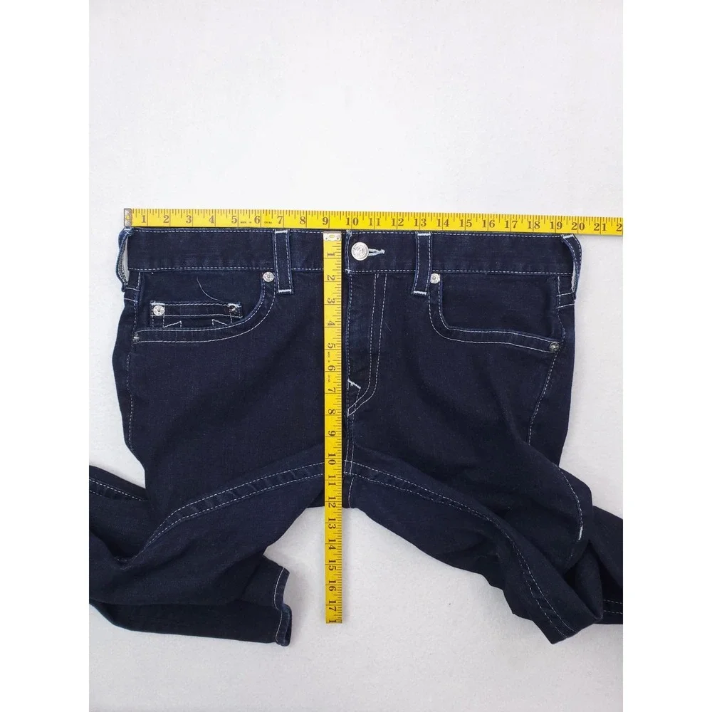 True Religion Jeans Mens 38x34 Blue Slim Straight Stretch Denim Dark Wash